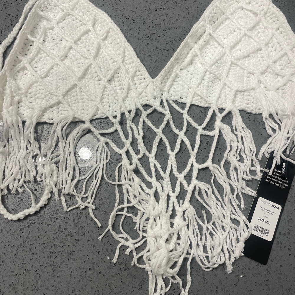 A white crochet bikini size M/L